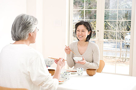 老年,夫妻,食物