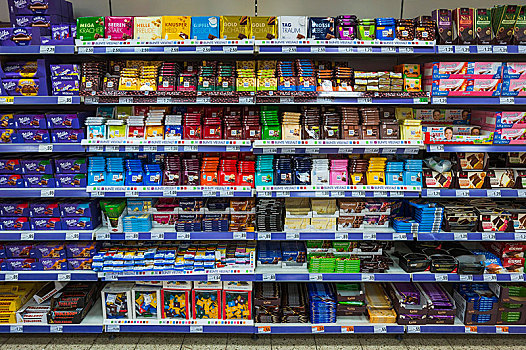 架子,不同,巧克力,超市,慕尼黑,上巴伐利亚,巴伐利亚,德国,欧洲