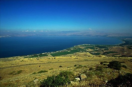 俯拍,湖,加利利海,以色列