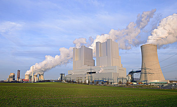 新,老,褐色,火力发电站,德国,北莱茵威斯特伐利亚