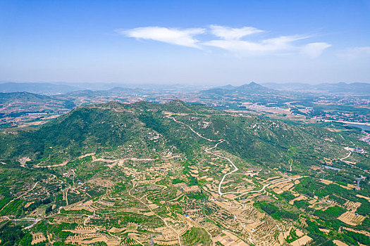 航拍济南长清山村风光