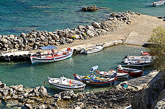 希腊,克里特岛,小,捕鱼,港口