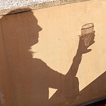 影子,一个人,拿着,葡萄酒杯,斯德哥尔摩,瑞典