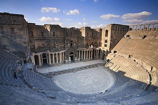 叙利亚,遗址,古老,罗马,城镇,世界遗产,城堡,剧院