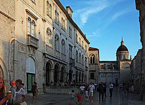 克罗地亚杜布罗夫尼克老城区,世界文化遗产,的中心区,卢加广场附近