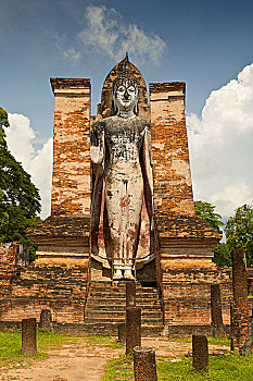 立佛,雕像,素可泰,历史,公园,省,泰国