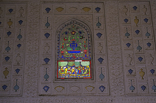 印度,斋浦尔,琥珀堡,宫殿,彩色玻璃窗