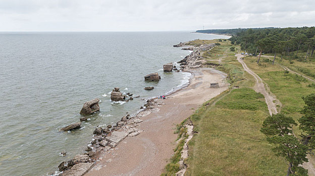 拉脱维亚,波罗的海,海边,俯视