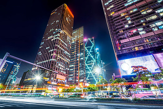 城市建筑夜景和街道