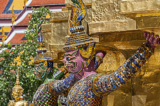 雕塑,寺院,庙宇,大皇宫,曼谷,泰国,东南亚,亚洲