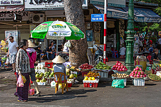 街头摊贩,销售,水果,西贡,胡志明市,越南,印度支那,东南亚,东方,亚洲