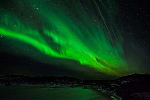 北极光,上方,瓦特纳冰川,国家公园,冬天,欧洲,北欧,冰岛