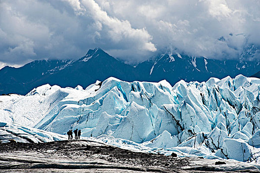 人,站立,结束,冰河,阿拉斯加,大幅,尺寸