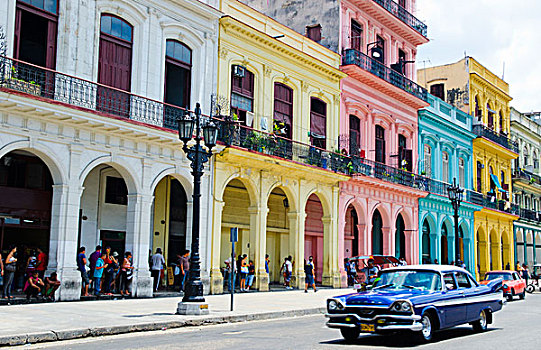哈瓦那,古巴,淡色调,建筑,靠近,市中心