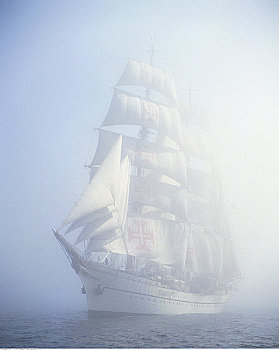 船,水上,雾