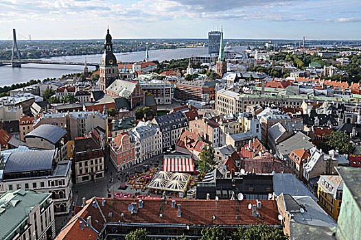 风景,里加,古城区,道加瓦河,拉脱维亚,波罗的海国家,北欧