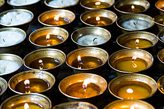 蜡烛,燃烧,寺院,不丹