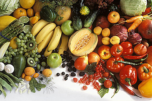 许多,新鲜水果,蔬菜