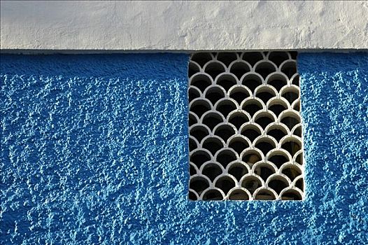窗户,装饰,蓝色,墙,卡培,白色海岸,西班牙