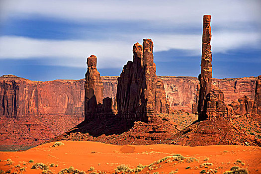 犹他,纪念碑谷,尖顶,红岩,沙丘