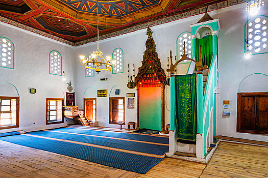 清真寺,祈祷,大厅,木质,雕刻,天花板,培拉特,阿尔巴尼亚,欧洲