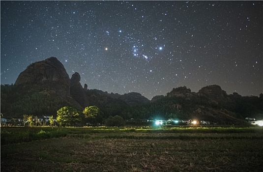 桂林丹霞地貌星空银河