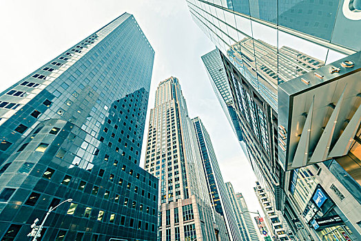 纽约,摩天大楼,街道,水平