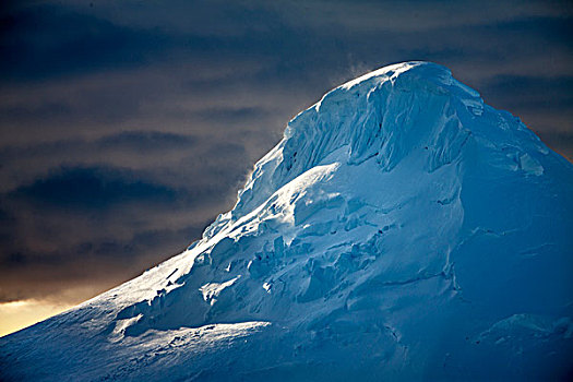 南极,夕阳,风吹,雪,山峰