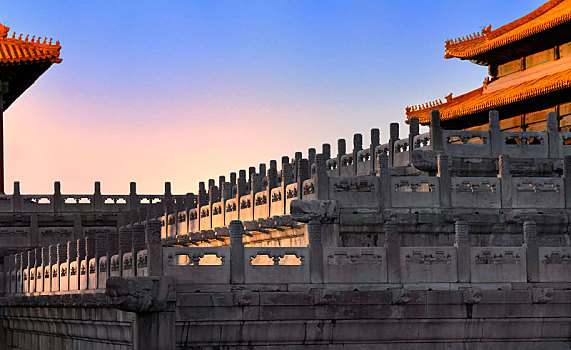 北京故宫太和殿汉白玉栏板望柱螭首