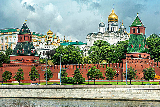 俄罗斯,莫斯科,克里姆林宫,墙壁,银行,河,天使长,大教堂