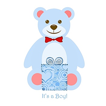 男孩,蓝色,泰迪熊,礼物