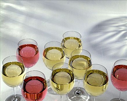 几个,白葡萄酒,淡红葡萄酒酒杯