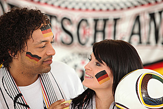 情侣,德国人,足球,支持者