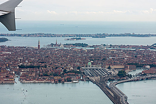 威尼斯,泻湖,风景,接近,飞机