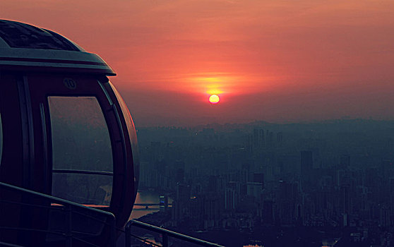 落日,俯瞰,广州,城市