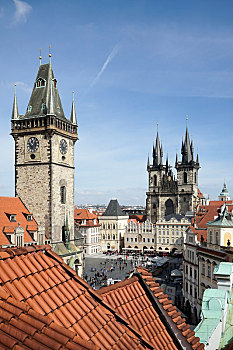 老市政厅,塔,泰恩教堂,布拉格
