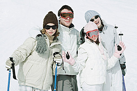 群体,年轻,朋友,滑雪装备,头像