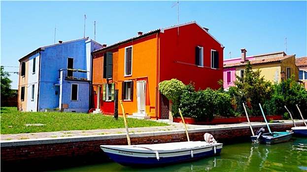 彩色,建筑,船,水