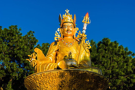 大,金色,雕塑,背影,四眼天神庙,加德满都,尼泊尔,亚洲