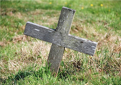 木质,十字架,标记,墓地