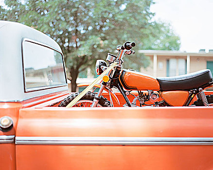 橙色,摩托车,卡车