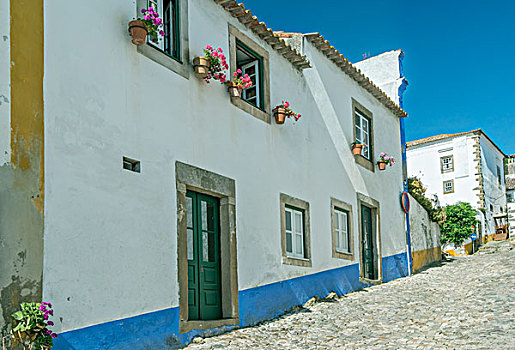 葡萄牙,奥比都斯,鹅卵石,街道,历史,中心,大幅,尺寸
