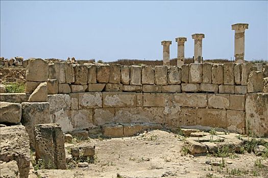 考古,柱子,罗马,遗址,帕福斯,塞浦路斯