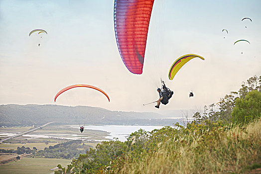 滑翔伞运动者,天空,上方,风景