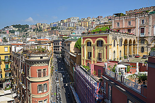 俯视图,传统建筑,屋顶,平台,彩色,山坡,那不勒斯