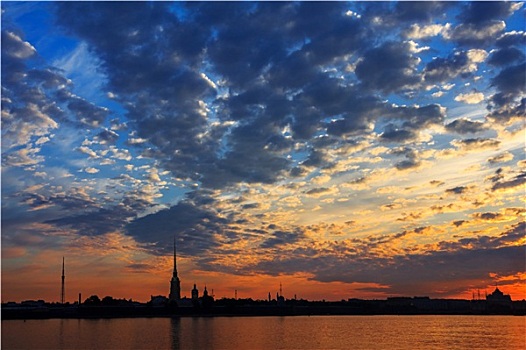 漂亮,日出,上方,涅瓦河,俄罗斯