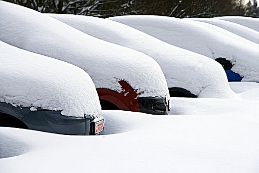 积雪,停放,莱茵兰普法尔茨州,德国,欧洲