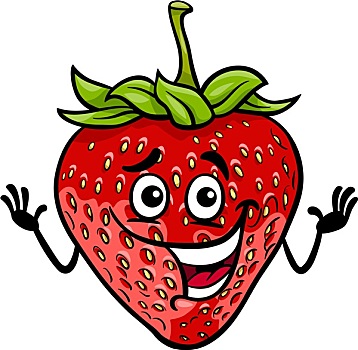 有趣,草莓,水果,卡通,插画