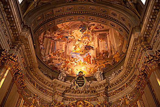 天花板,描绘,铭刻,耶稣会,教堂,圣徒,校园,罗马,拉齐奥,意大利,欧洲