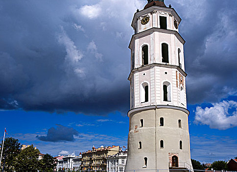 大教堂,钟楼,大教堂广场,老城,维尔纽斯,立陶宛